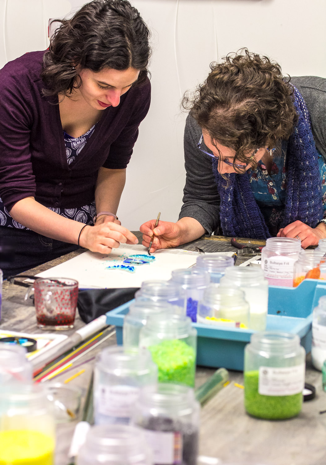 Participants on a personalised Fused Glass workshop with Helen Grierson Glass Artist