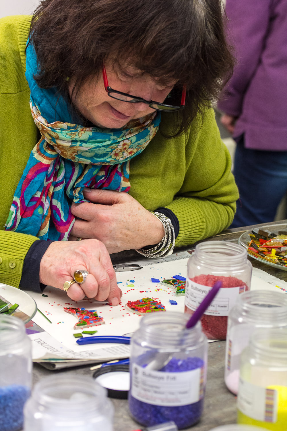 Glass making at personalised Fused Glass workshop with Helen Grierson Glass Artist