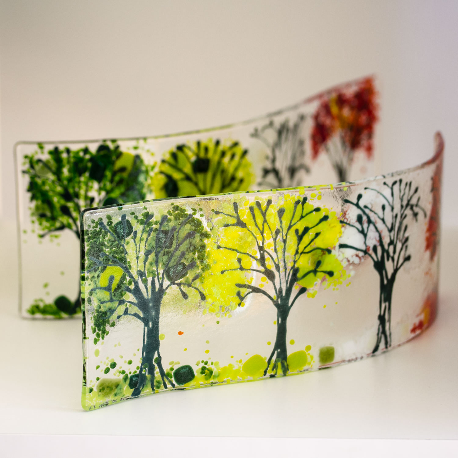 Seasons Waved Glass  - Fused Glass Art by Helen Grierson