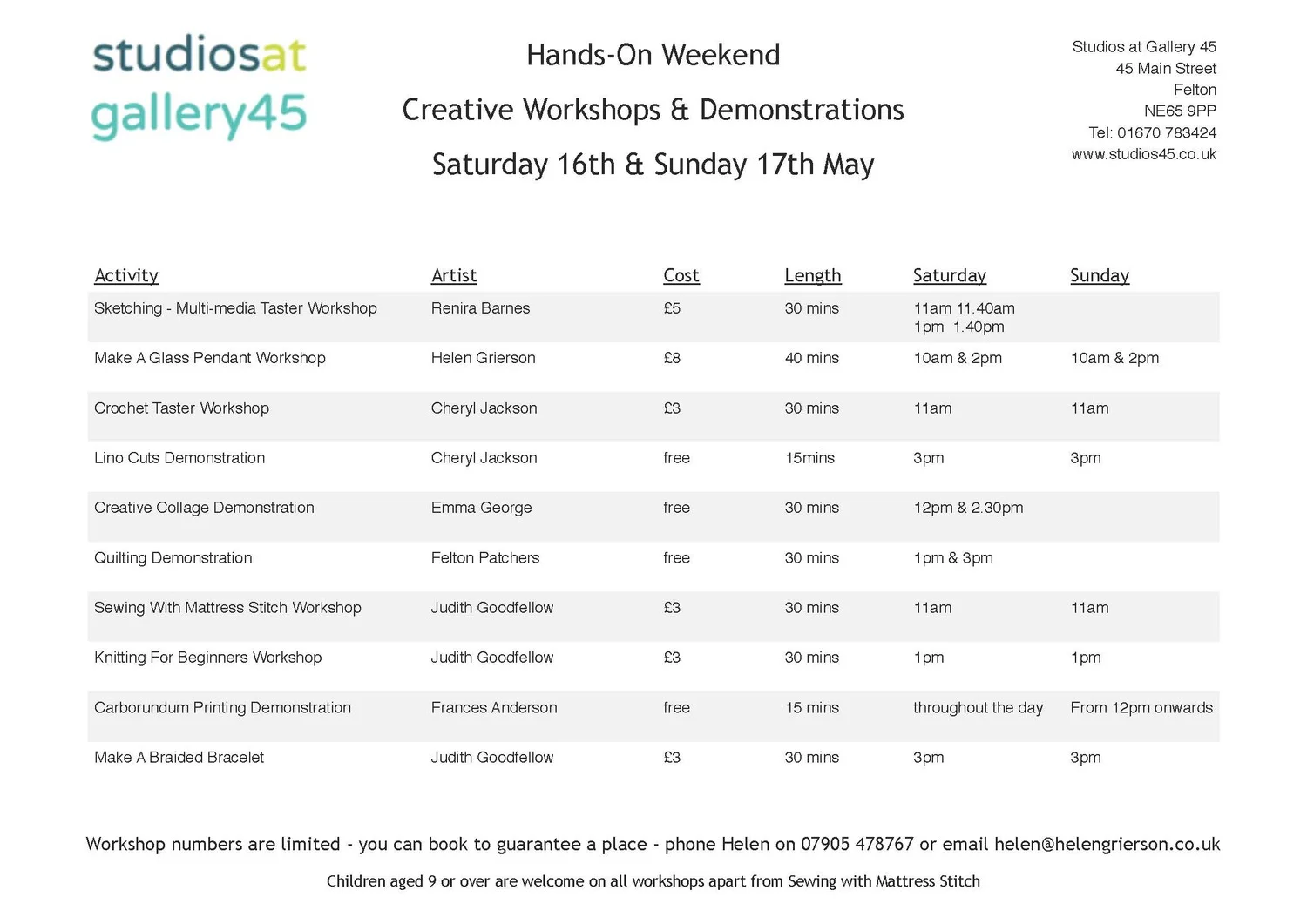 Hands on Weekend at Gallery 45.