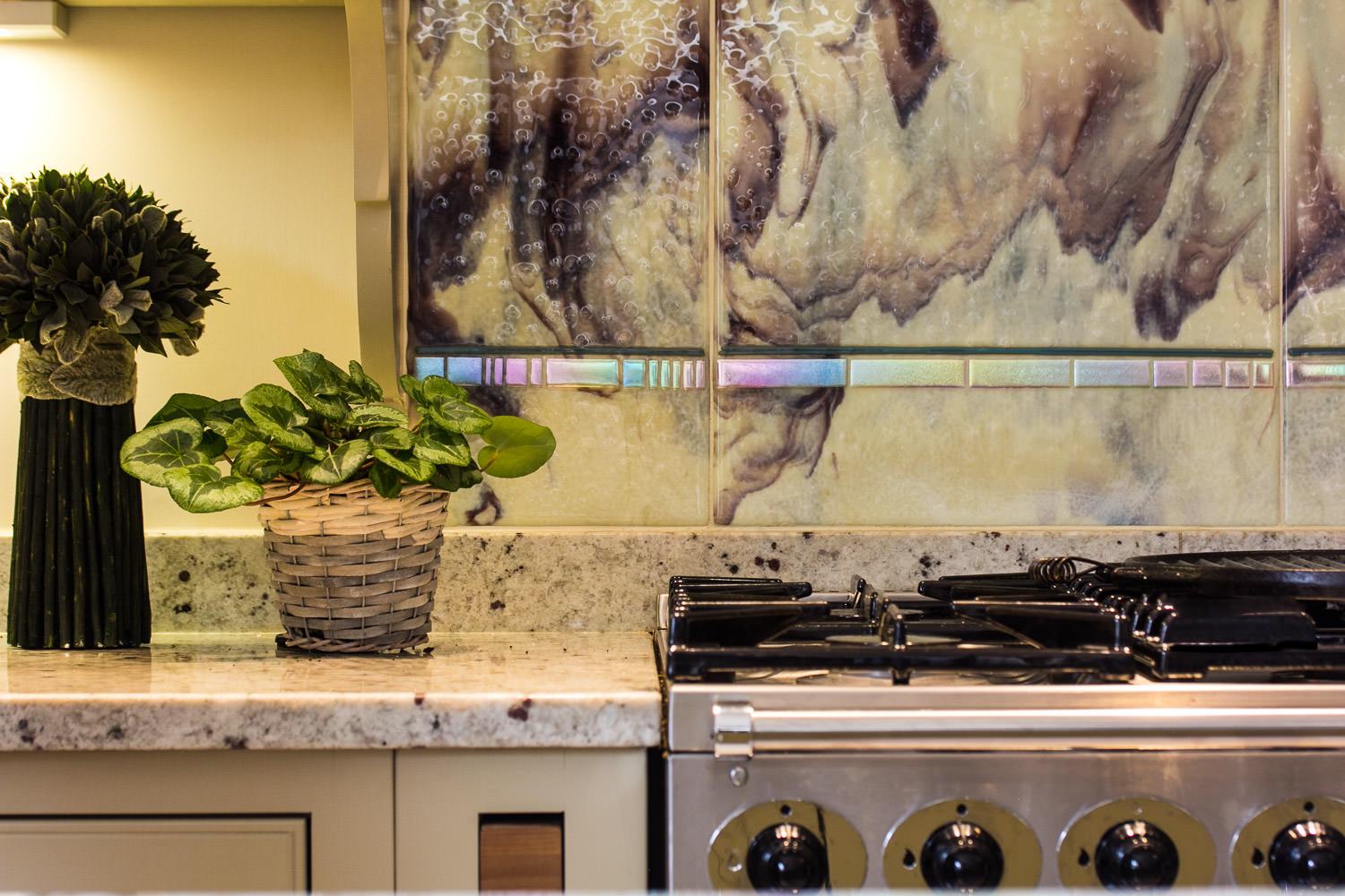Fused Glass Kitchen Splashback - Commission
