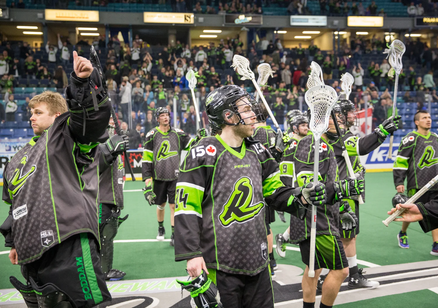 The Rush players saluted their supporters who cheered loudly for their favourite team in the NLL despite their first home loss of the season.