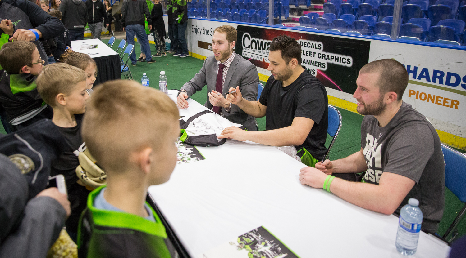 The excitement wasn't over after the final whistle, however, as young fans gathered on the field to meet some of their local lacrosse legends.