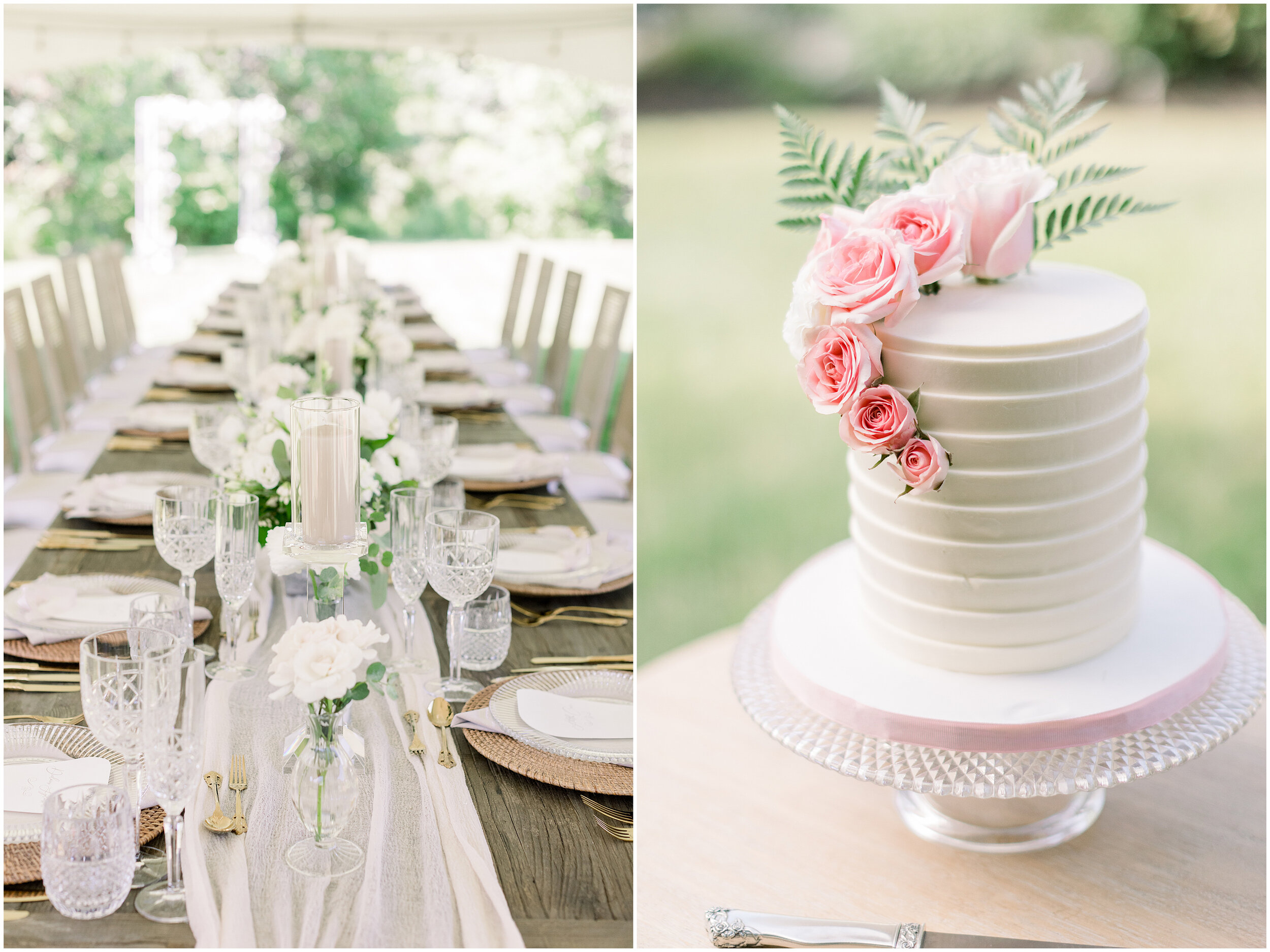  Simple white cake with pink flowers and green leaves for a boho outdoor wedding in Ottawa, ON by Chelsea Morgan Photography cake inspo for wedding simple wedding cake white wedding cake with pink flowers white wedding cake boho wedding cake ideas be