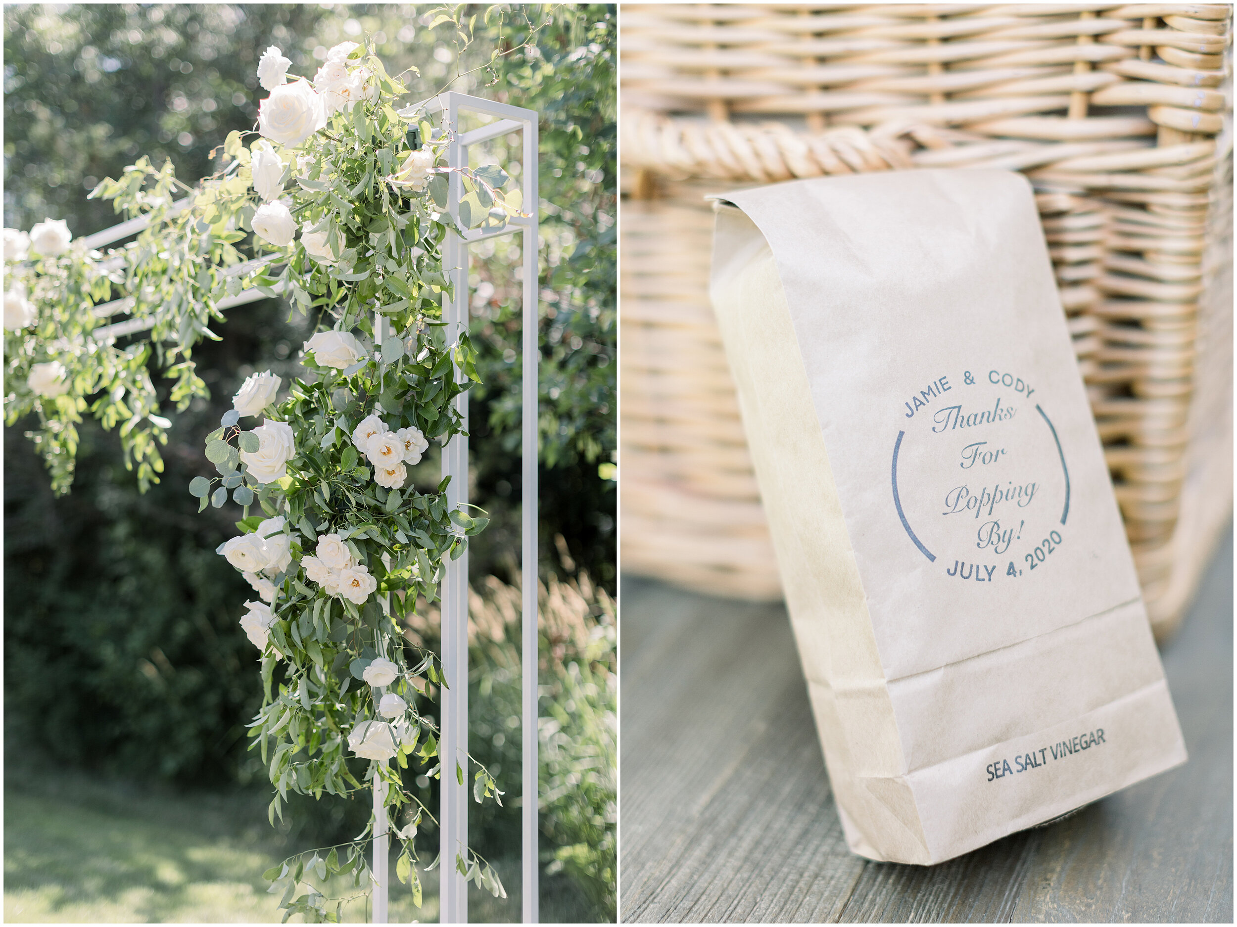  Thanks for popping by popcorn wedding party favor bag for boho outdoor backyard wedding in Ottawa, ON by Chelsea Morgan Photography. outdoor backyard wedding seat decor inspo wedding seat decor ideas wedding party favor ideas simple wedding party fa