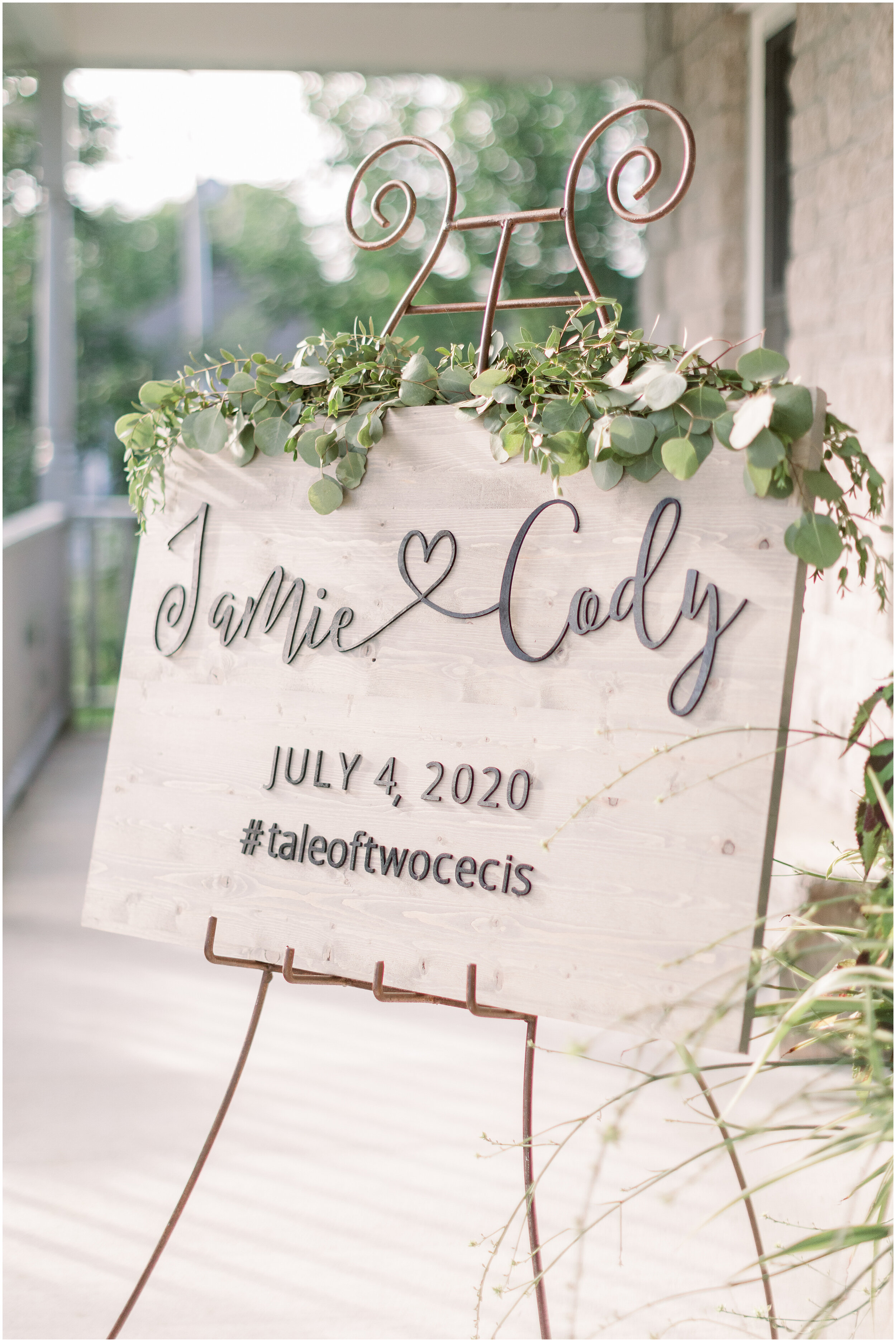 Boho welcome wood sign with cursive lettering of bride and groom names for wedding by Chelsea Mason Photography in Ottawa, ON. best photographer in ottawa boho welcome wedding signs welcome signs ideas for weddings wood wedding signs cursive letteri