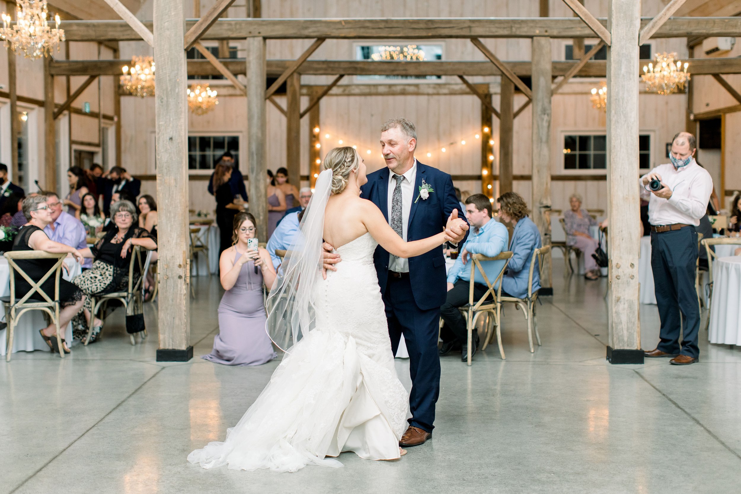  Bride dances with her father on her wedding night at Stonefield Estates, Ontario by Chelsea Mason Photography. daddy daughter dance #StonefieldEstates #Ontarioweddings #Chelseamasonphotography #Chelseamasonengagements #Ontarioweddingphotographers 