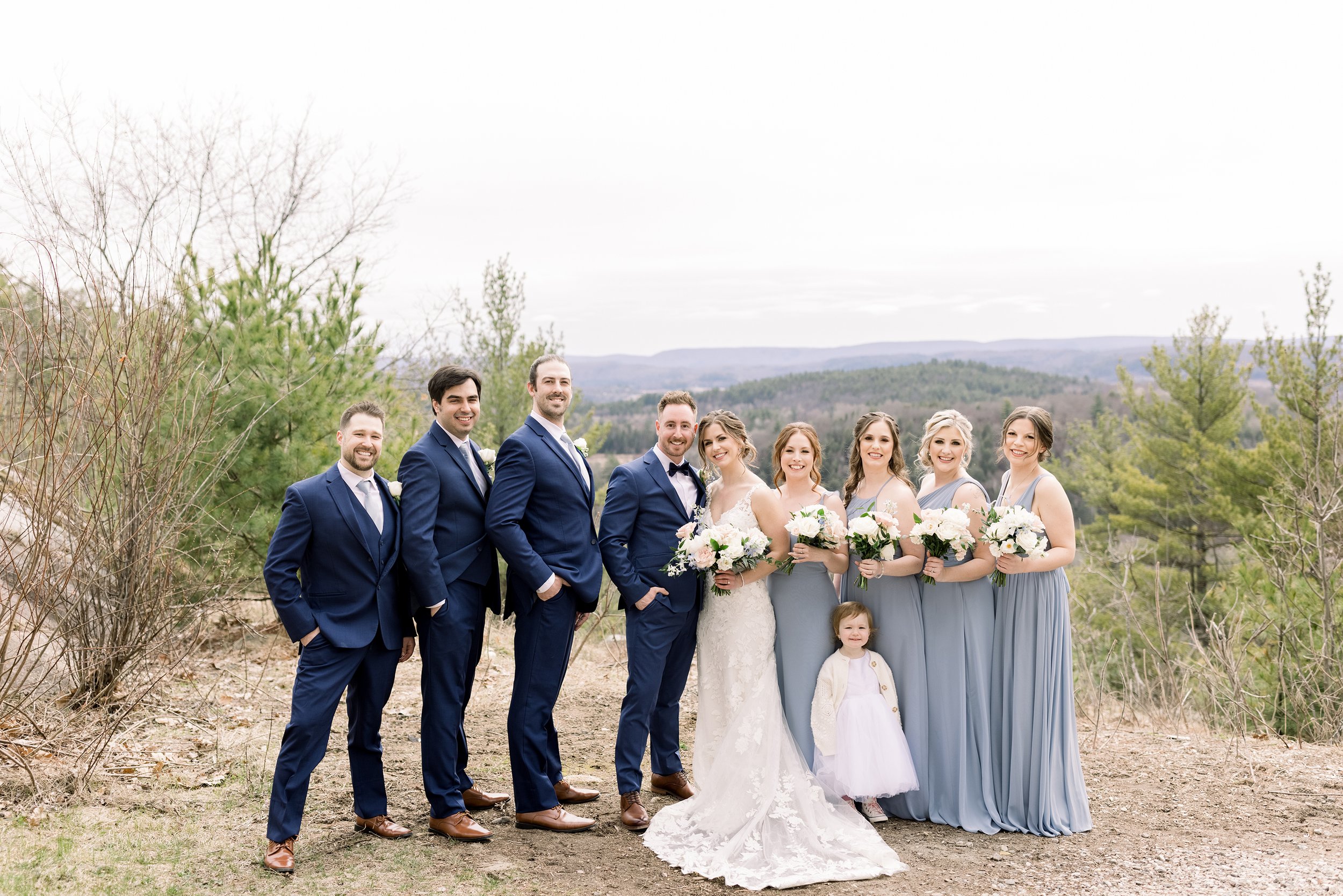  At Le Belvedere Chelsea Mason Photography captures a bridal party in navy and light blue laughing. blue summer wedding bridal party #ChelseaMasonPhotography #ChelseaMasonWeddings #WakefieldWeddings #LeBelvedere #Wakefieldweddingphotographers 