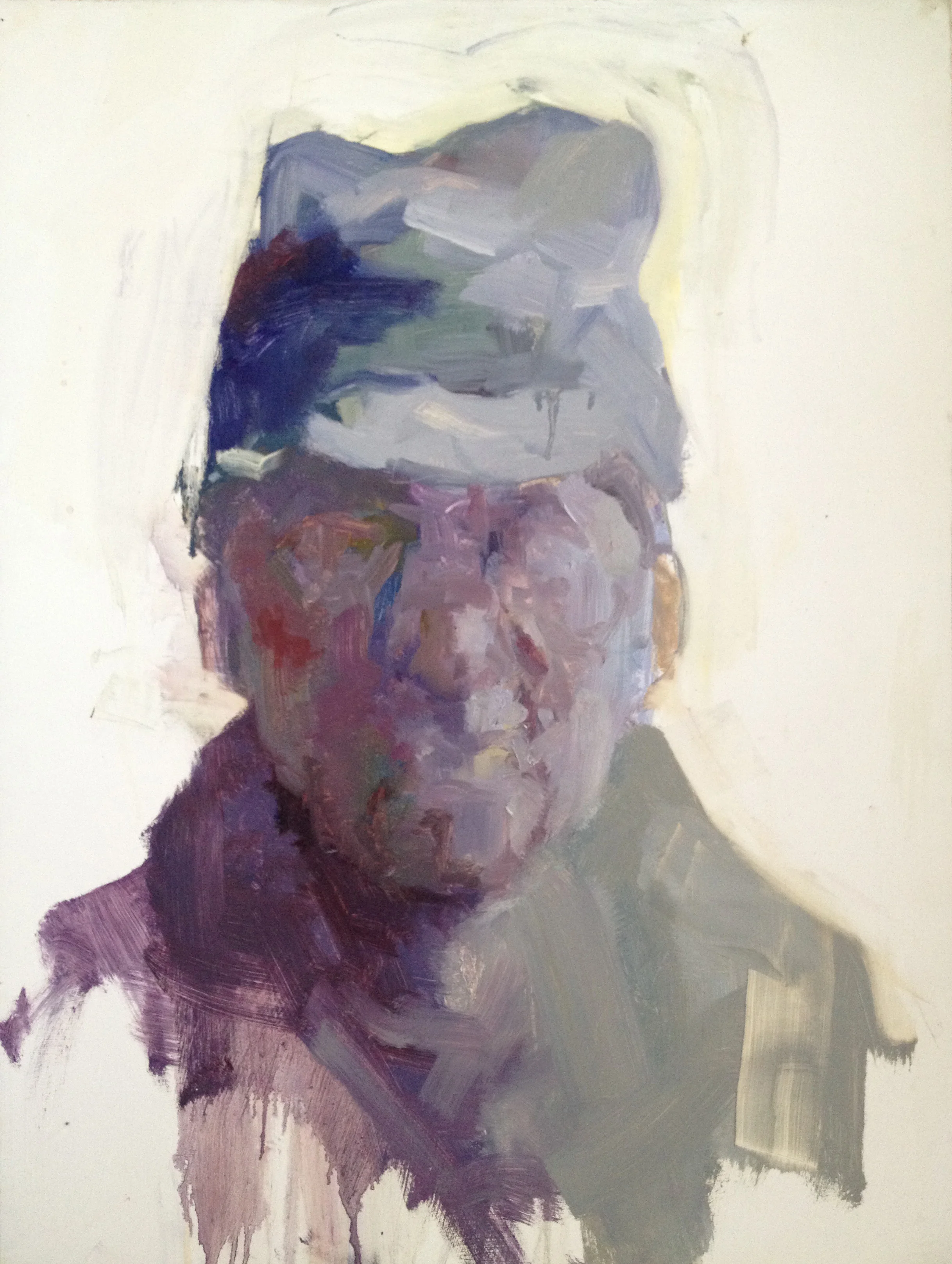 Man with Hat - Oil on Paper