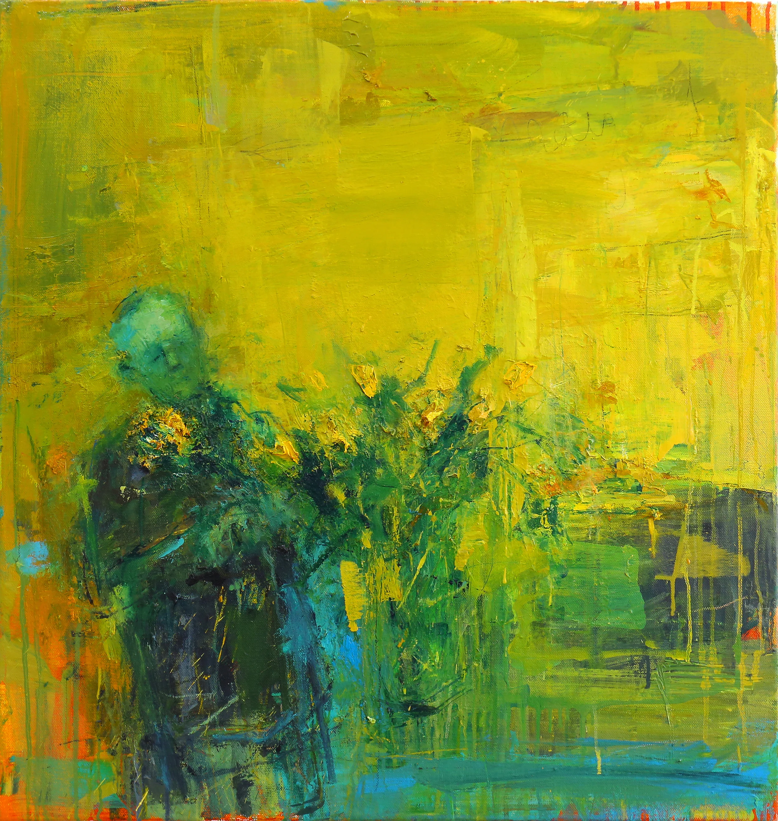 Man Amongst His Roses - Oil on Linen 80 x 75 cm