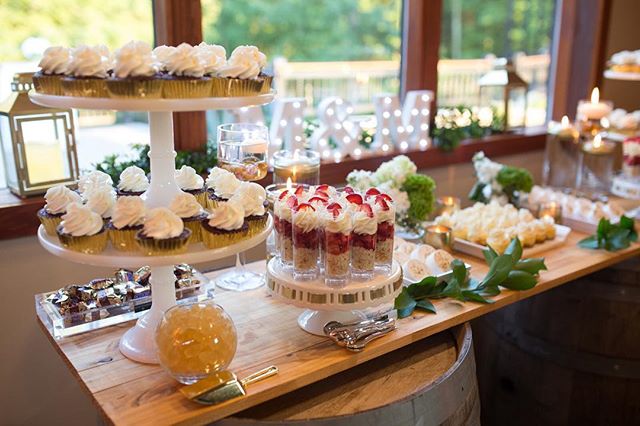 A taste of delicacy 
#dessert #desserts #desserttable #virginia #ashtoncreekvineyard #weddingfun #weddingdessert #treats #tastytreats #tasty #cakes #cupcakes #tarts #weddingdetails