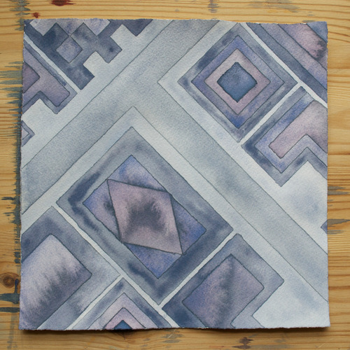 Cityscape 2 , 2014, watercolor and gouache on watercolor paper, 8 x 8 inches