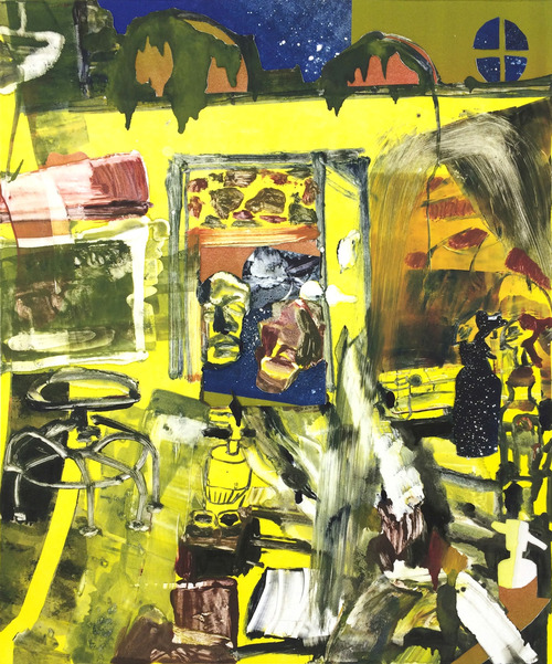 Last Year , 2014, monotype with collage, 30 x 22 inches