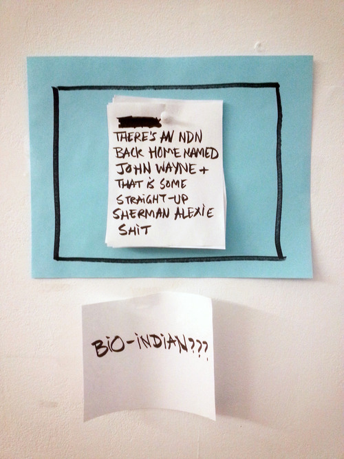 Studio wall thoughts (with thanks to Sherman Alexie)