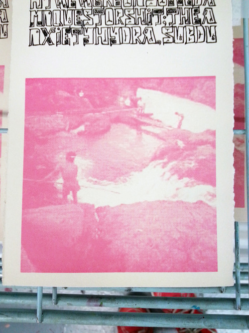 Silkscreened page from Whess’ project at the Banff Centre