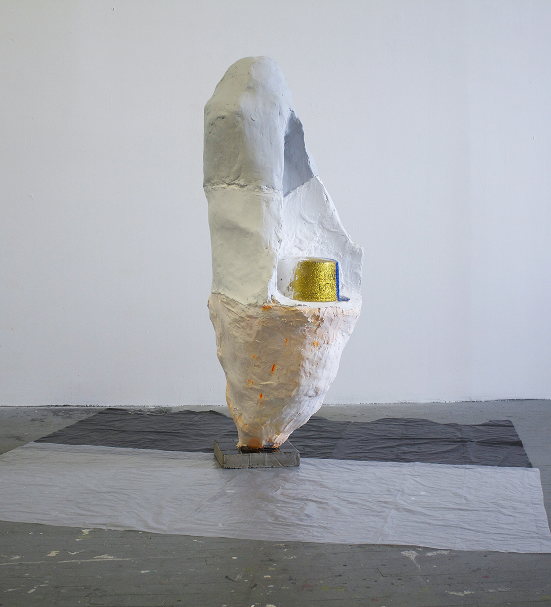  Endless Spring, tinted plaster, ceramic tile, cement, new year’s hat, plastic sheeting, 2014
