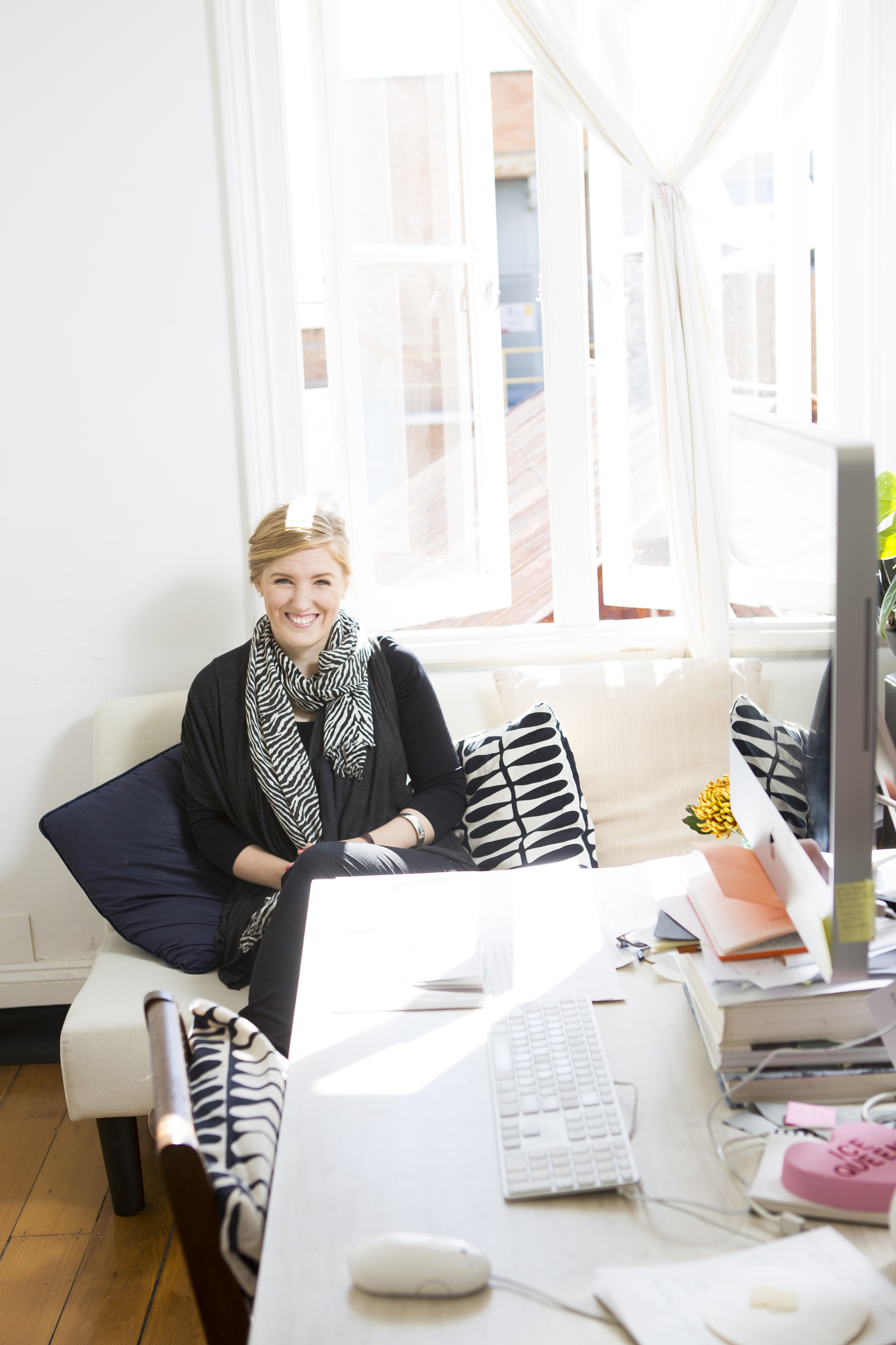 Alexandra in her light-filled writing space.