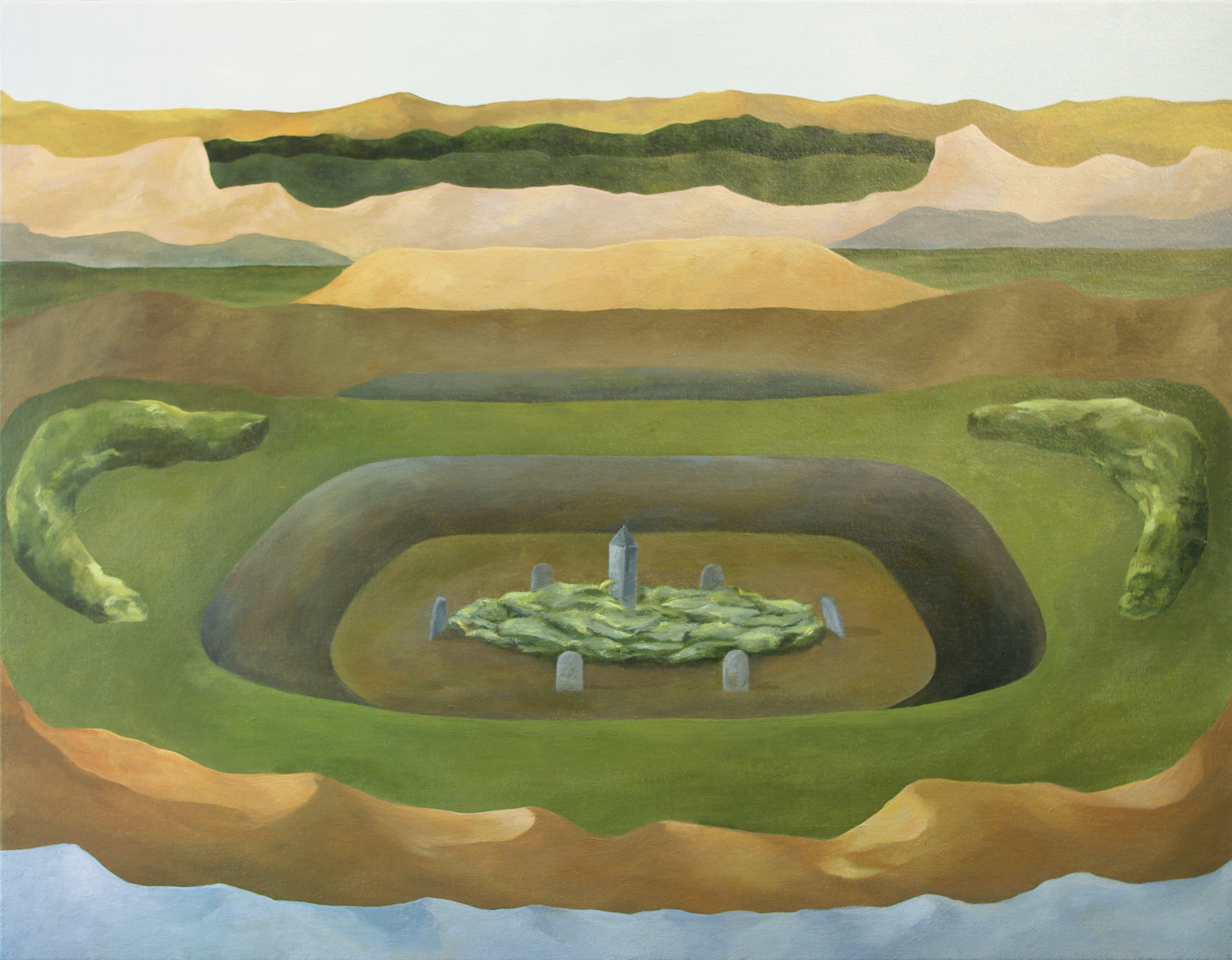 Secret Obelisk , 2015, Acrylic on canvas on board, 24-1/2" X 19"