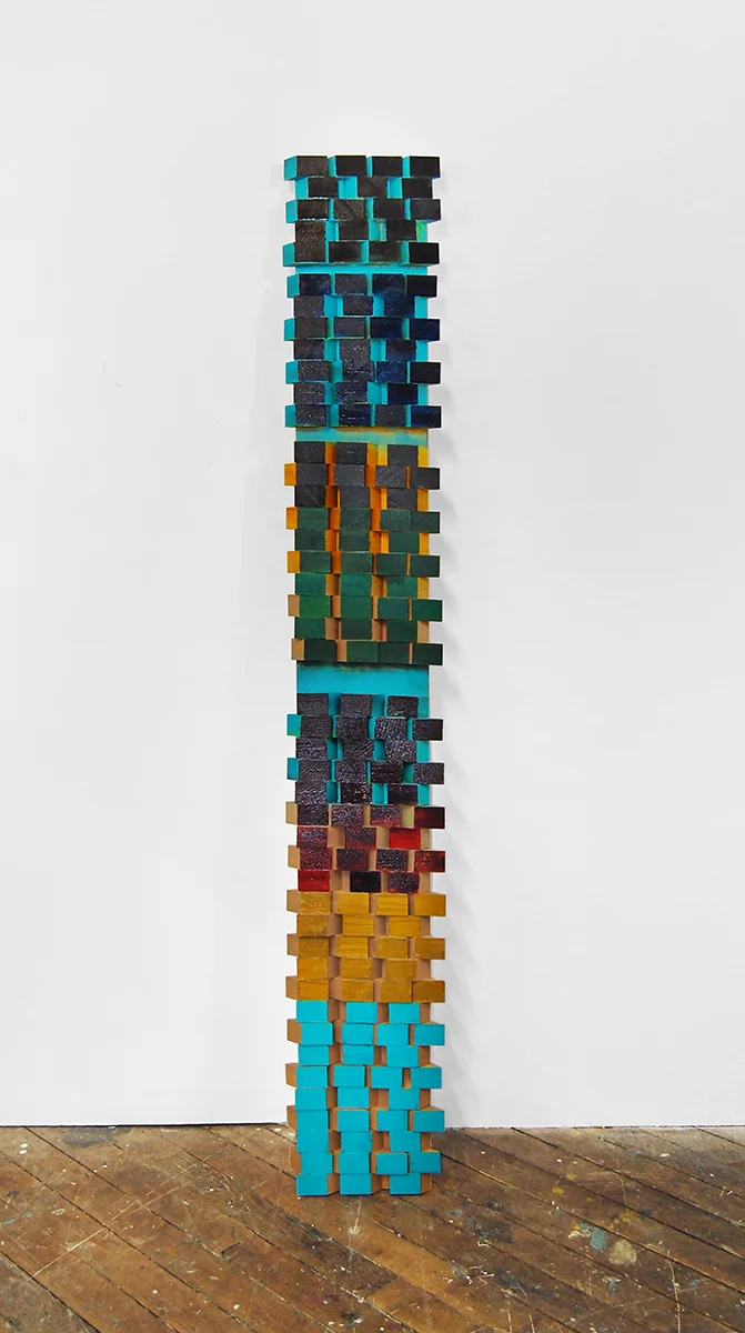 Eightbit 2 , 2015, Acrylic on wood collage, 72x12 inches