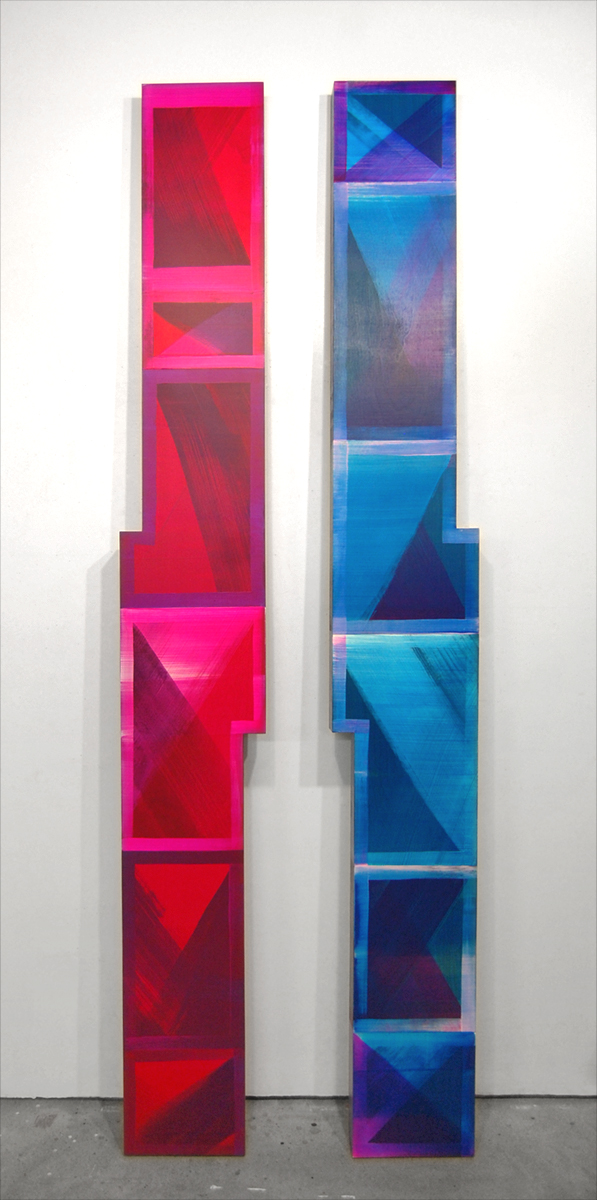 Shifting Sands 1&2, 2016, Acrylic on shaped panel, 96x40 inches