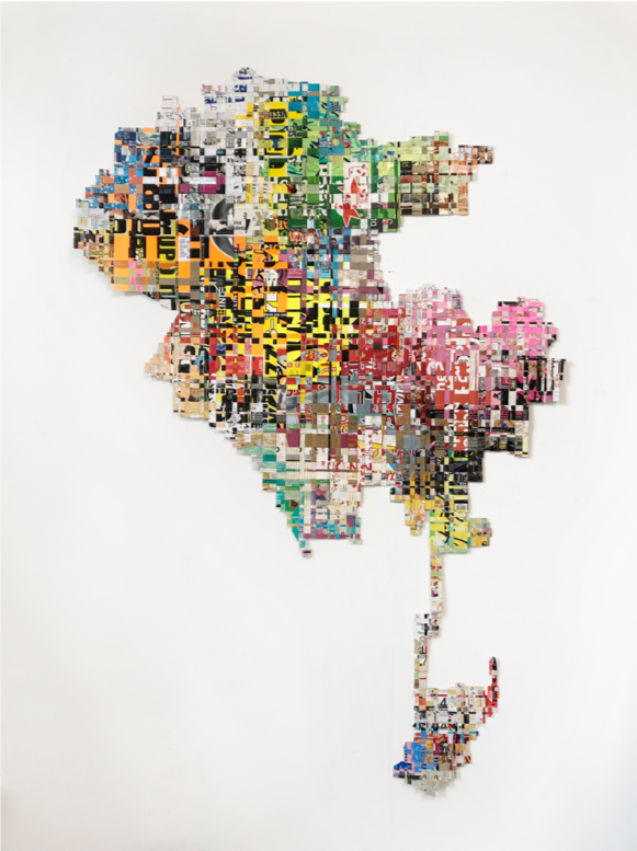 Grid : Los Angeles, 2018, Woven street litter, 78” x 58.5”