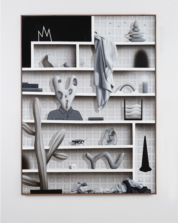I'll Be Here , 2018, Acrylic on panel with Walnut artist frame, 36.5” x 48.5”