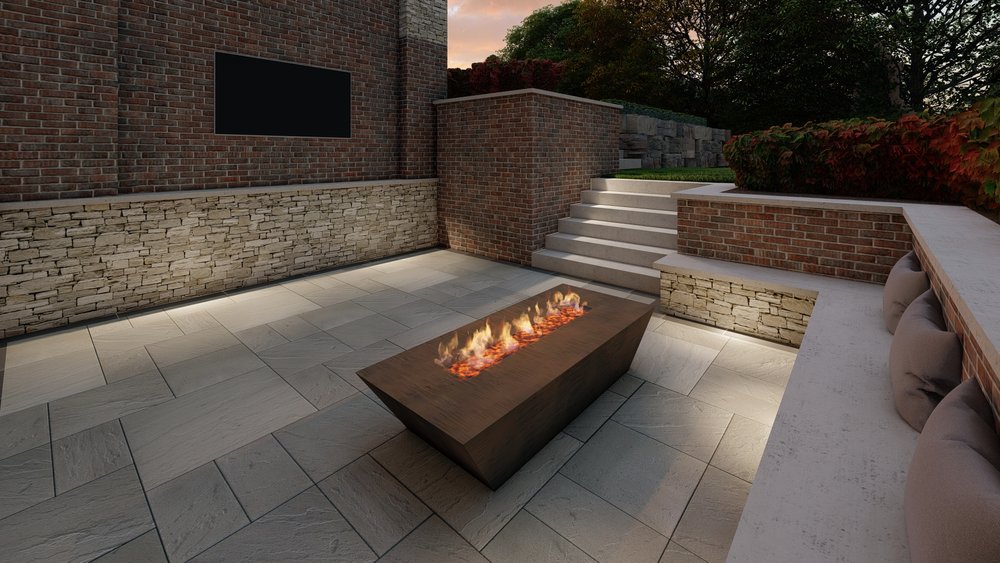 Outdoor Fireplace Contractor, How To Build A Linear Fire Pit With Bricks