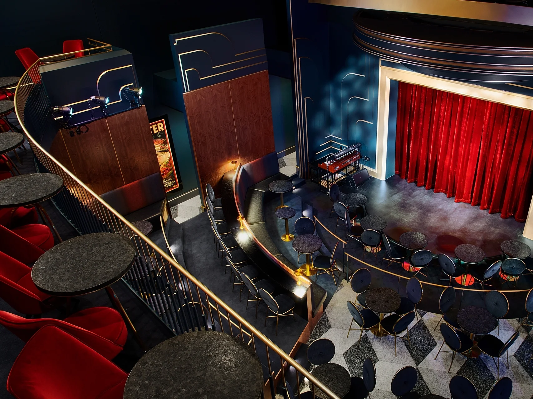 The upper echelon of our Blackstone Cabaret, 16 perfect views of the stage and theater await. Rub elbows with members of the Round Table: our "magic club" for magicians is just on the other side of the stairs.