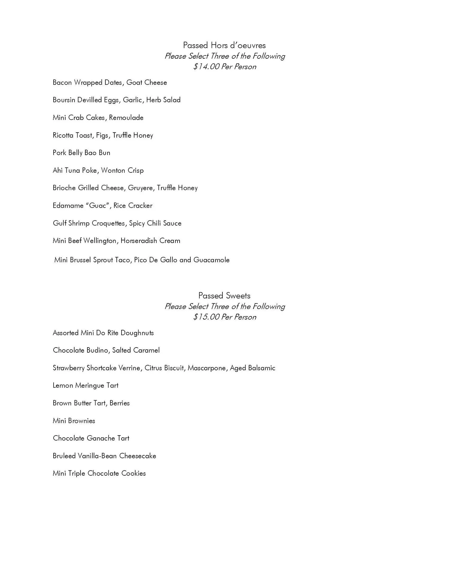 Sample catering options - page 2
