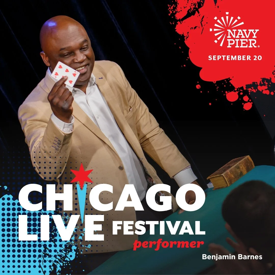 Back for an encore! For the second year in a row, Benjamin @barnesmagic is bringing his legendary sleight of hand to @navypierchicago for Chicago Live! Catch Ben on the Wave Stage, near the iconic Ferris wheel, at 2:30 pm on September 20.
.
.
.
#chic