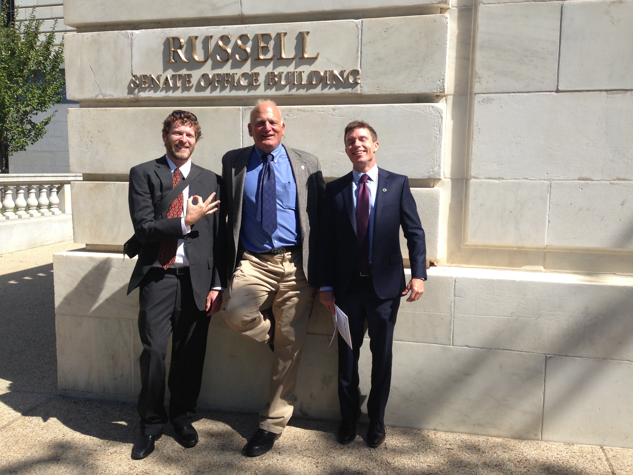 Whitewater legends Charlie Walbridge and Bryan Kirk, accompanied by Outdoor Alliance policy counsel Louis Geltman, who is also an okay boater, after successful meetings with the West Virginia delegation.