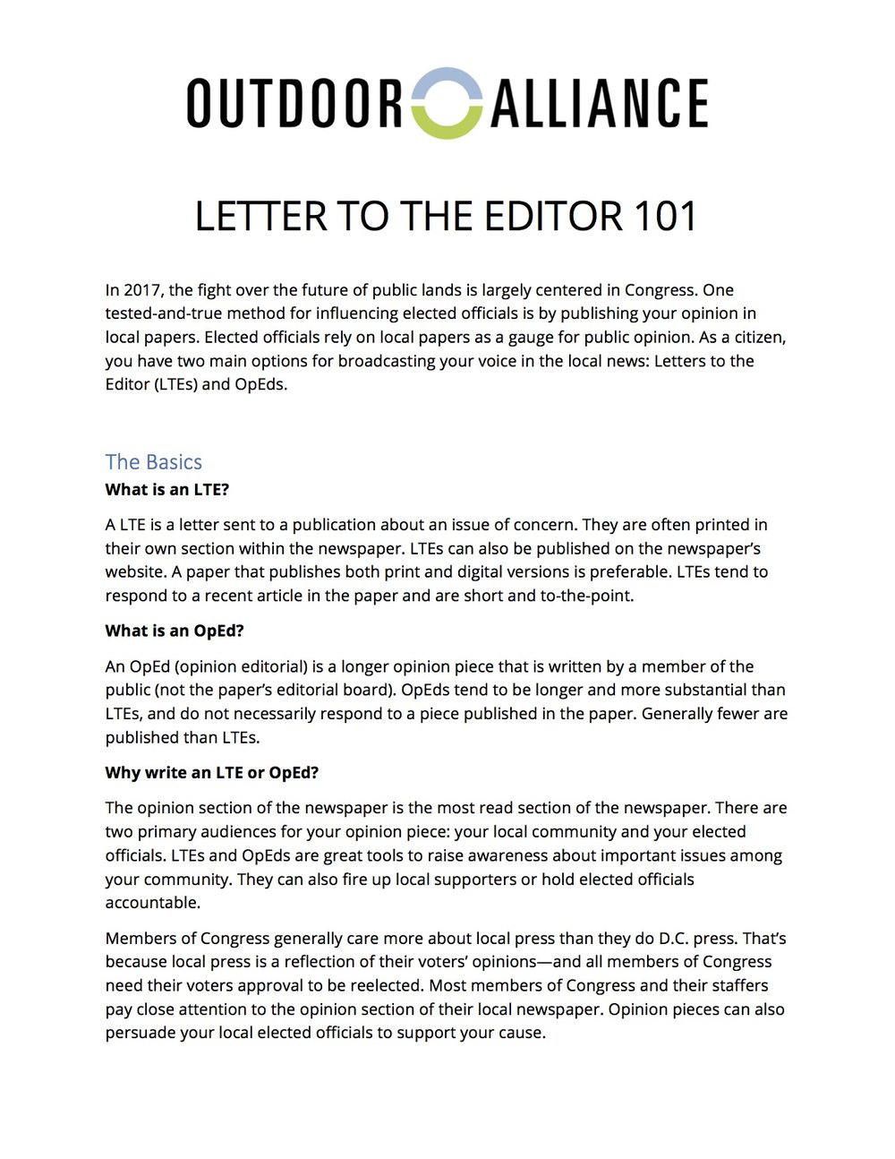 How To Write A Letter To The Editor — Outdoor Alliance