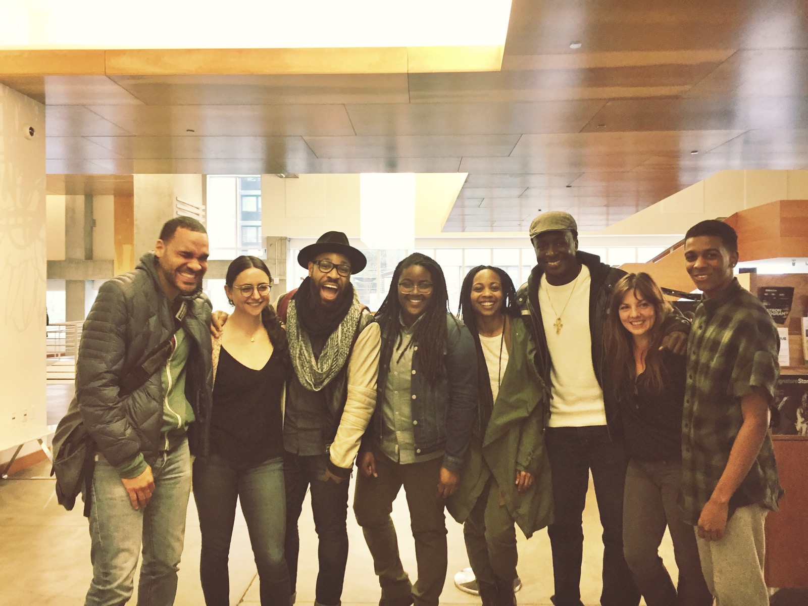 From left to right: Eden Marryshow, Danya Taymor, Ugo Chukwu, me, Sheria Irving, Andy Lucien, Hanna Cheek, and Brett Grey