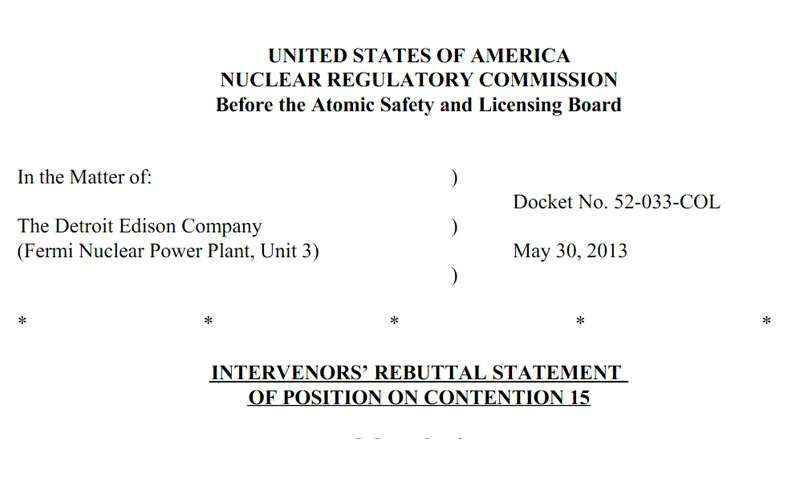 Intervenors' Rebuttal Statement of Position on Contention 15