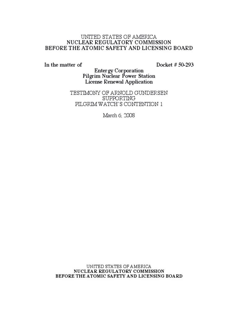 Arnie Gundersens' Testimony on Pilgrim regarding the Adequacy of the Aging Management Program for Buried Pipes and Tanks