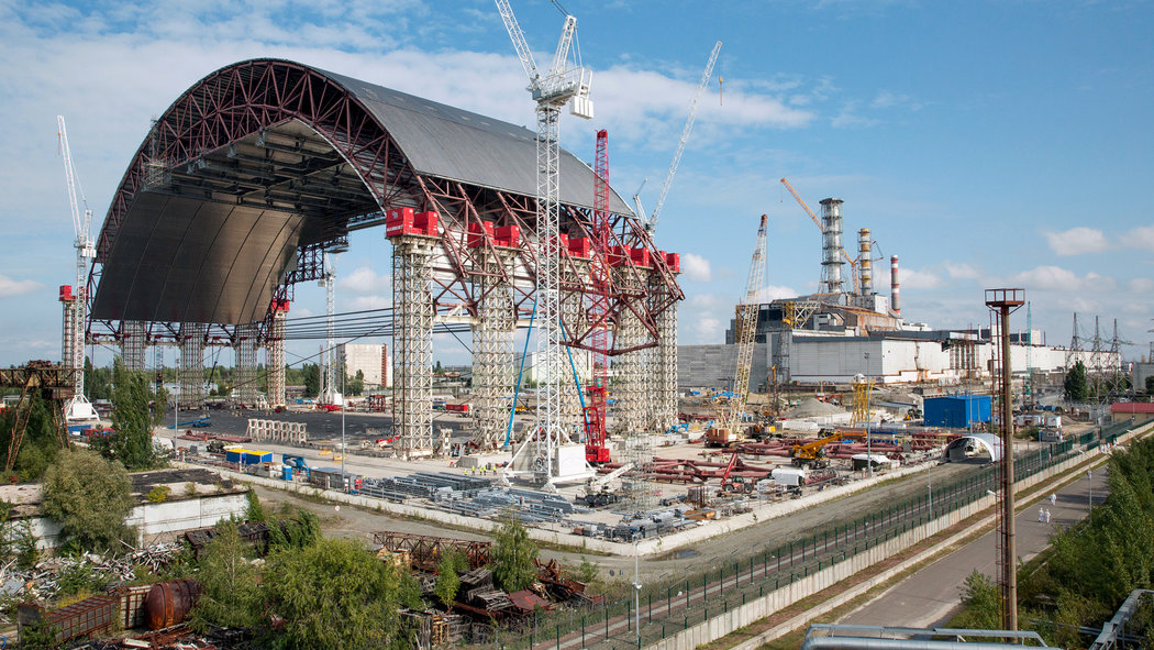 Chernobyl's Sarcophagus Under Construction Source: New York Times