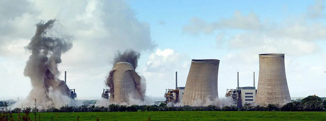 The cooling towers at Chapelcross power station being decommissioned ©PA Images