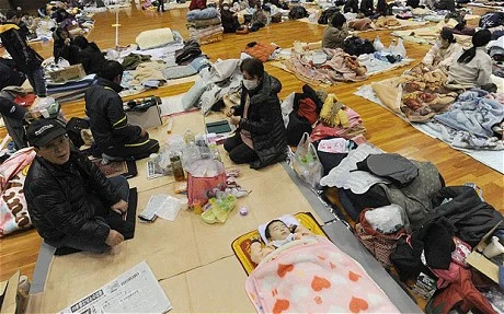 Refugees at a shelter