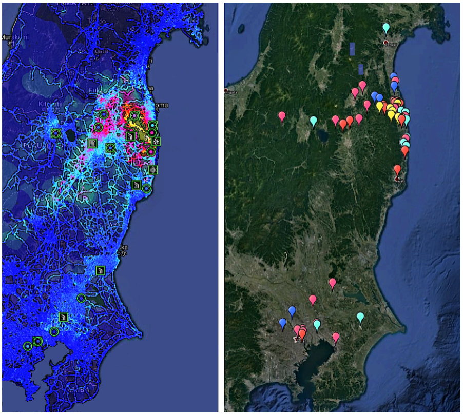 Radioactively-hot Particles Detected in Dusts and Soils from Northern Japan