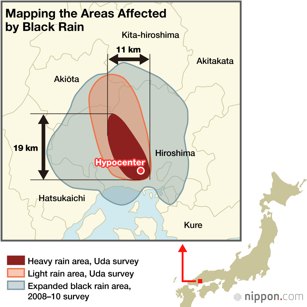 Mapping the areas affected by black rain