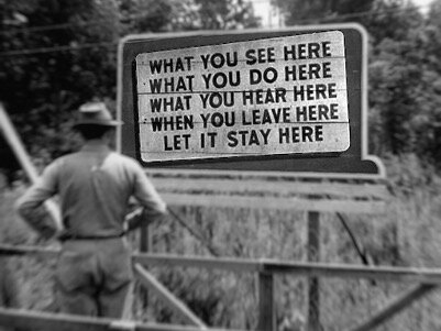 Signs like this were posted around sites used for the Manhattan Project