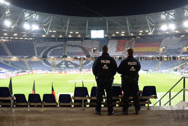 Police stand guard before the gates open - shared on fancred by KIRAN HOEFFNER-SHAH