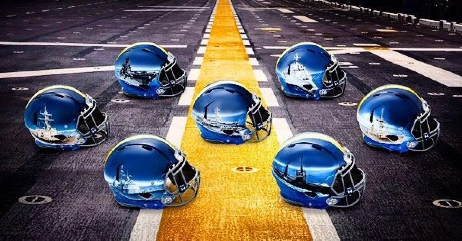 Navy will wear handpainted football helmets