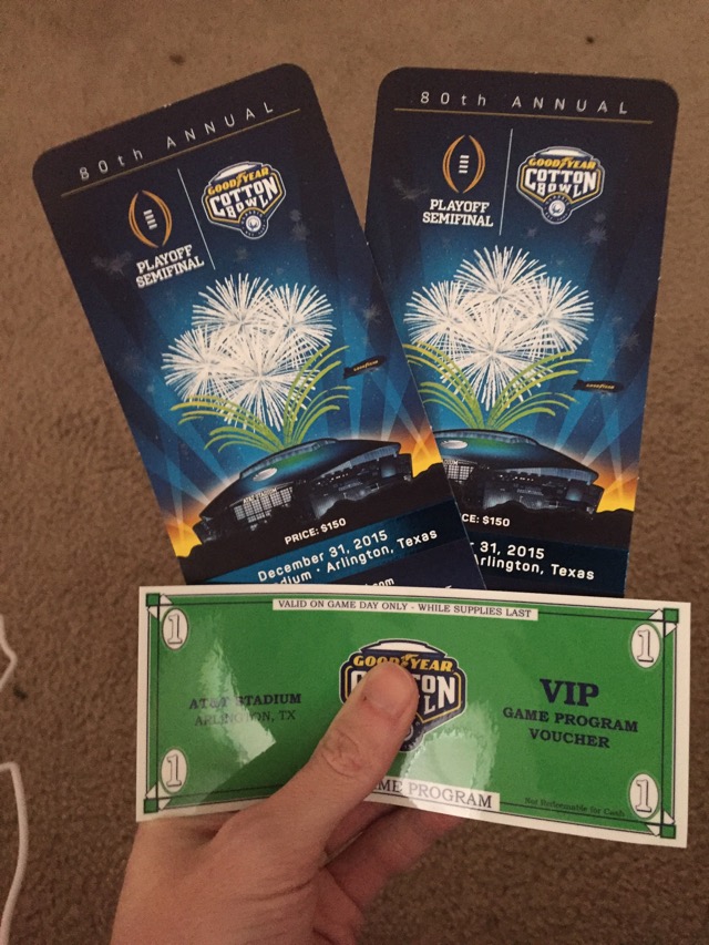 This is what the 2015 Cotton Bowl tickets look like