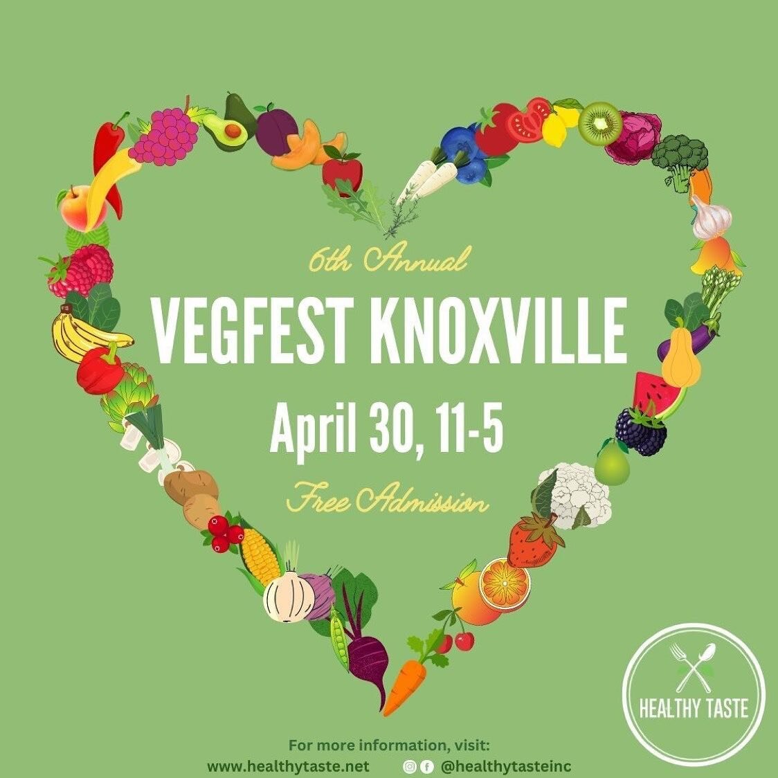 We are so excited for the @healthytasteinc Vegfest. Definitely follow then for more info and save the date!!! 

Info from their original post below. 
&bull;
Time for our Knoxville VEGFEST!

-Fantastic vegan food and health product/service vendors

-C