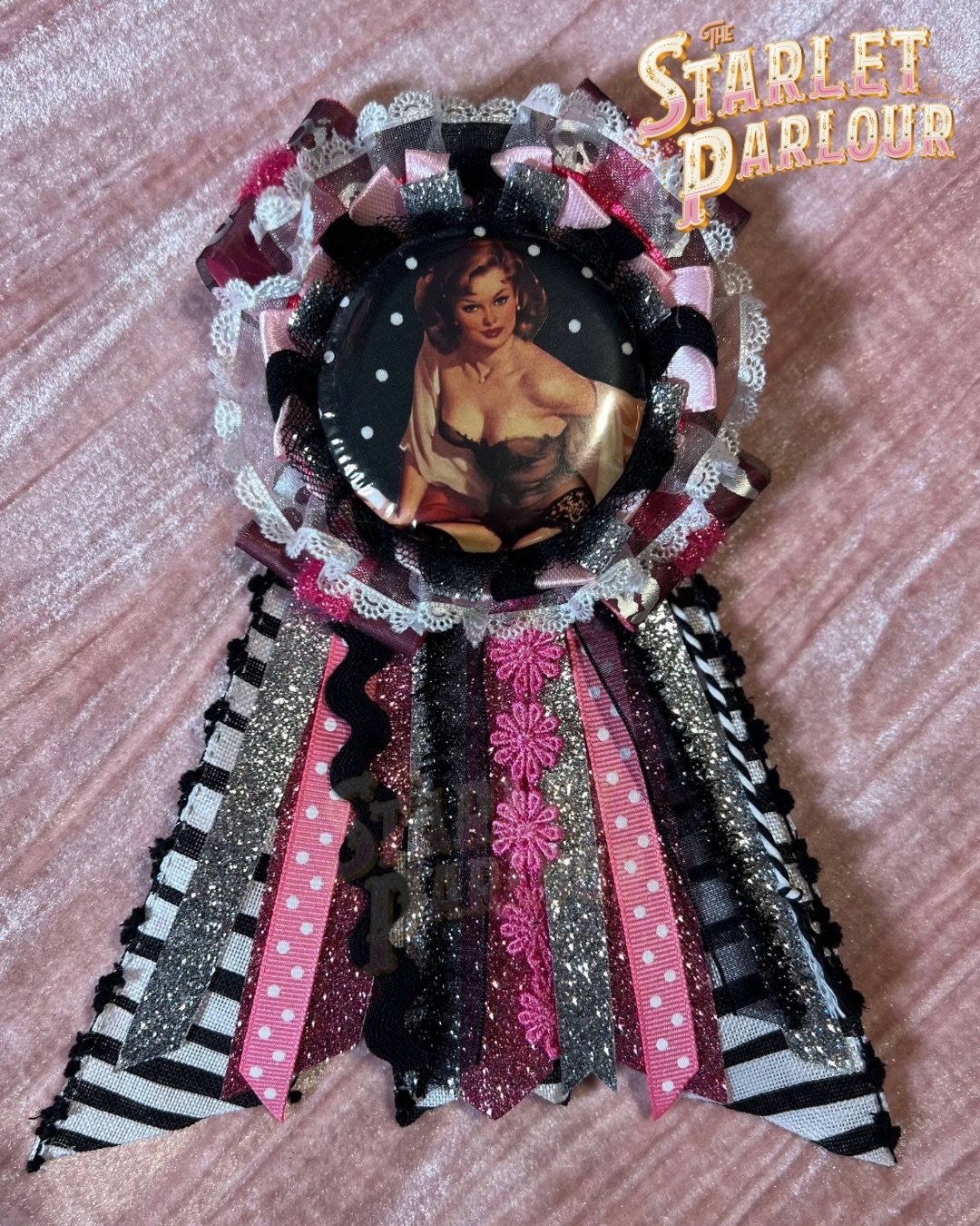 💗🖤💗for any true emo girl💗🖤💗

New to the shop, these one-of-a-kind, handmade ribbon Rosettes can be worn as a badge or added to your favorite bag as a keychain. Using vintage and modern elements, custom orders available soon.