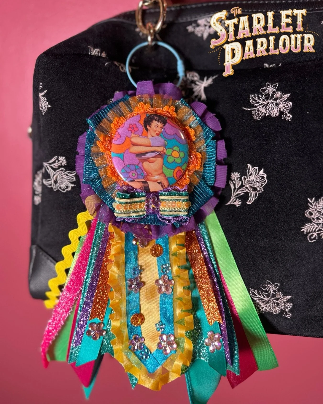 🌈She&rsquo;s like a rainbow 🌈
 
Handcrafted retro rosettes inspired by vintage fairground prize ribbons can be shown off as a fun keychain or a pin-back button badge! ✨🎖️✨

#rosette #handmade #TheStarletParlour
