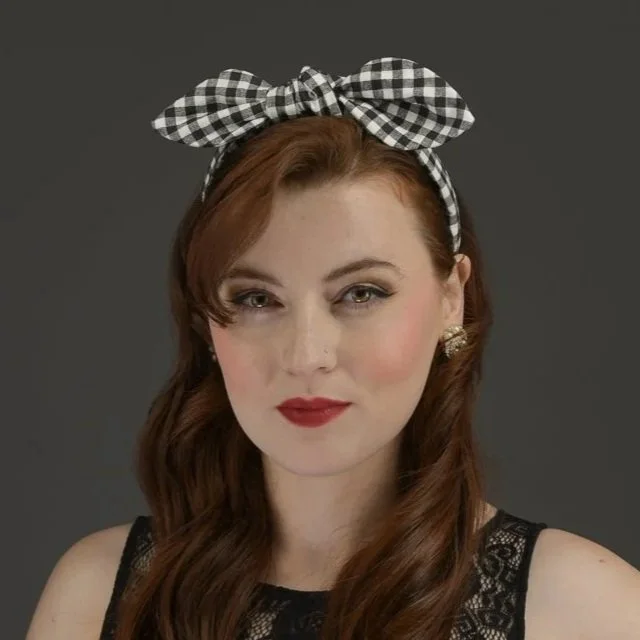Black & White Gingham Rosie Headband