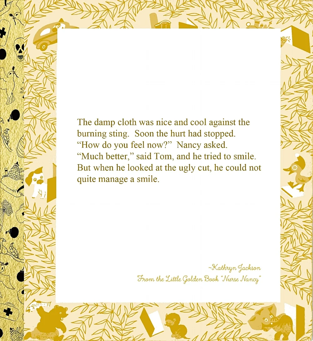 (Text from A Little Golden Book, Nurse Nancy by Kathryn Jackson. Collage images via La Guardia and Nurse Nancy's illustrator, Corinne Malvern.)