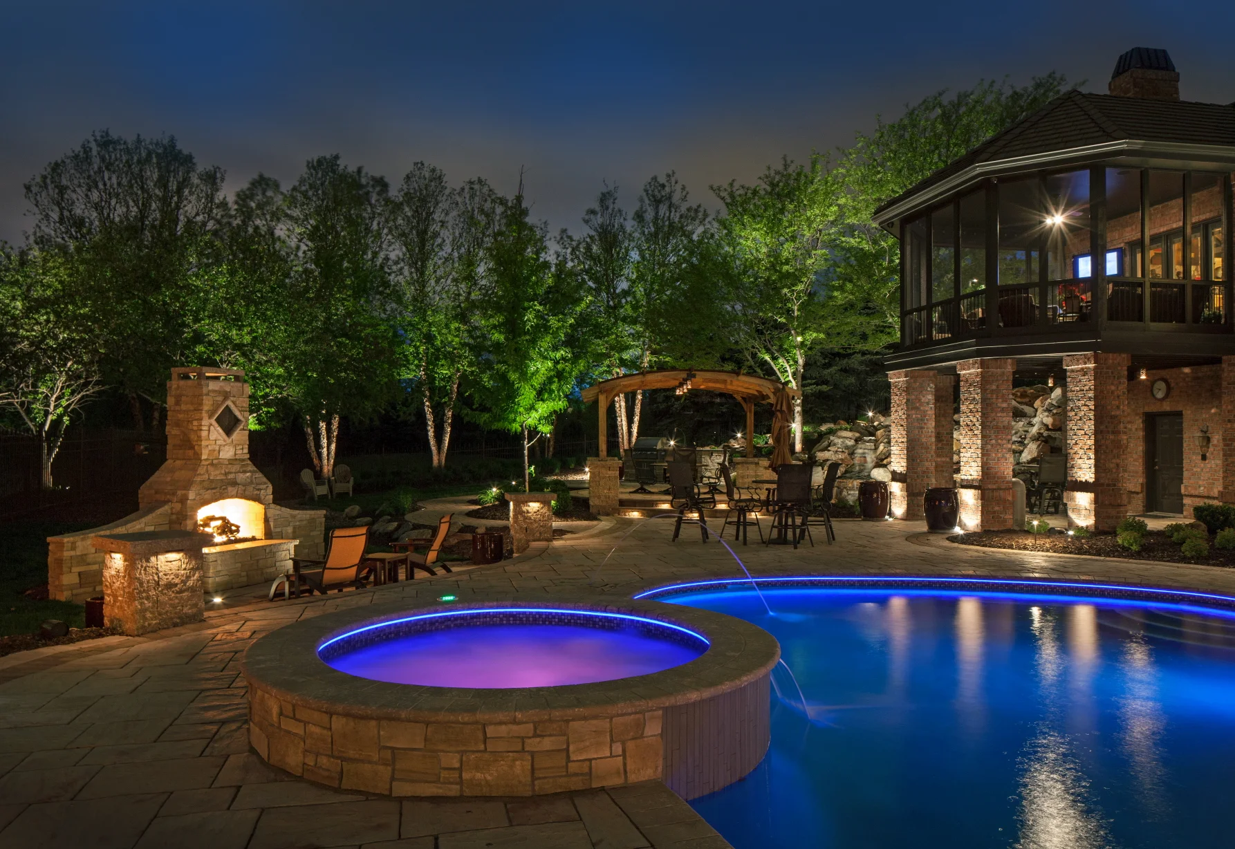 colored exterior lighting sets soft tones
